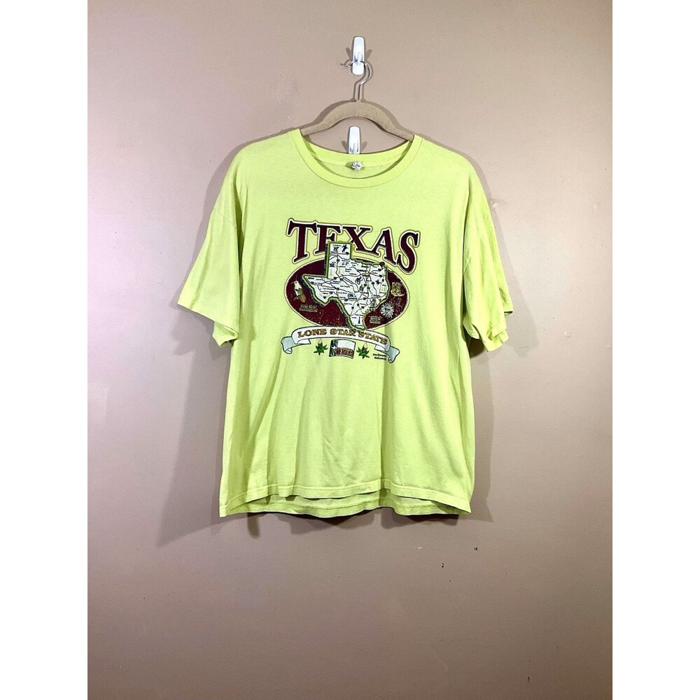 Vintage Delta Mens Texas Lone Star State Graphic T-Shirt 2XL Green Distress Y2K
